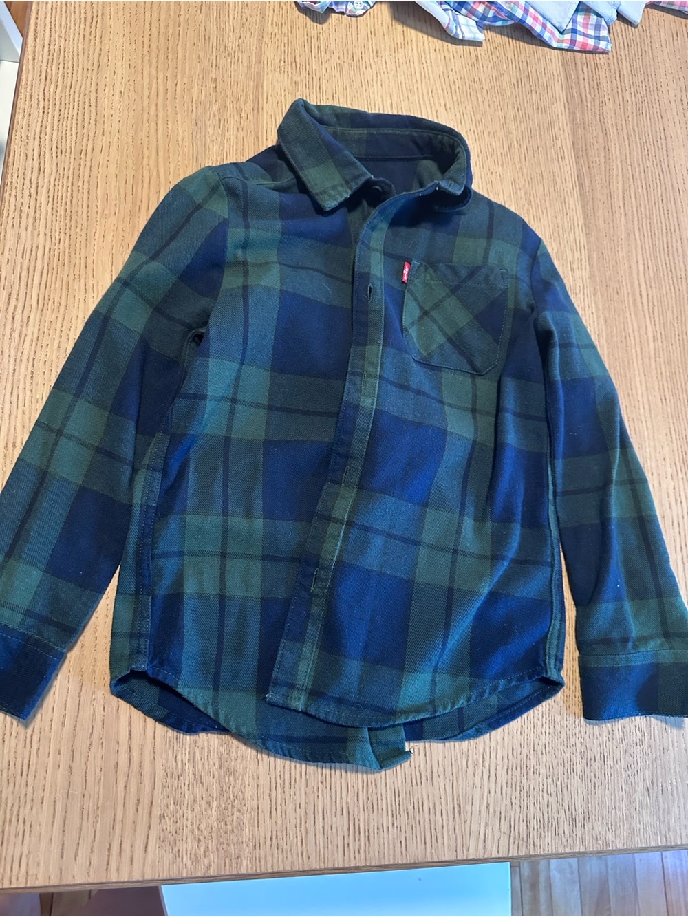 Levi's Green & Navy Plaid Button-Down Shirt